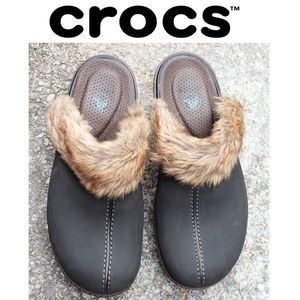 Worn Once!💥CROCS Cobbler Fur Trim Clogs